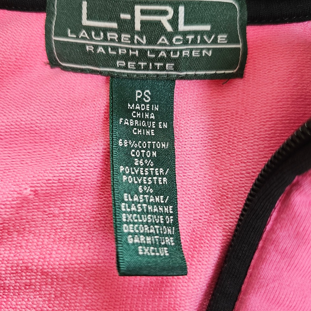 Lauren Active Ralph Lauren Pink Black Colorblock Full Zip Track Jacket Petite PS - Picture 2 of 11